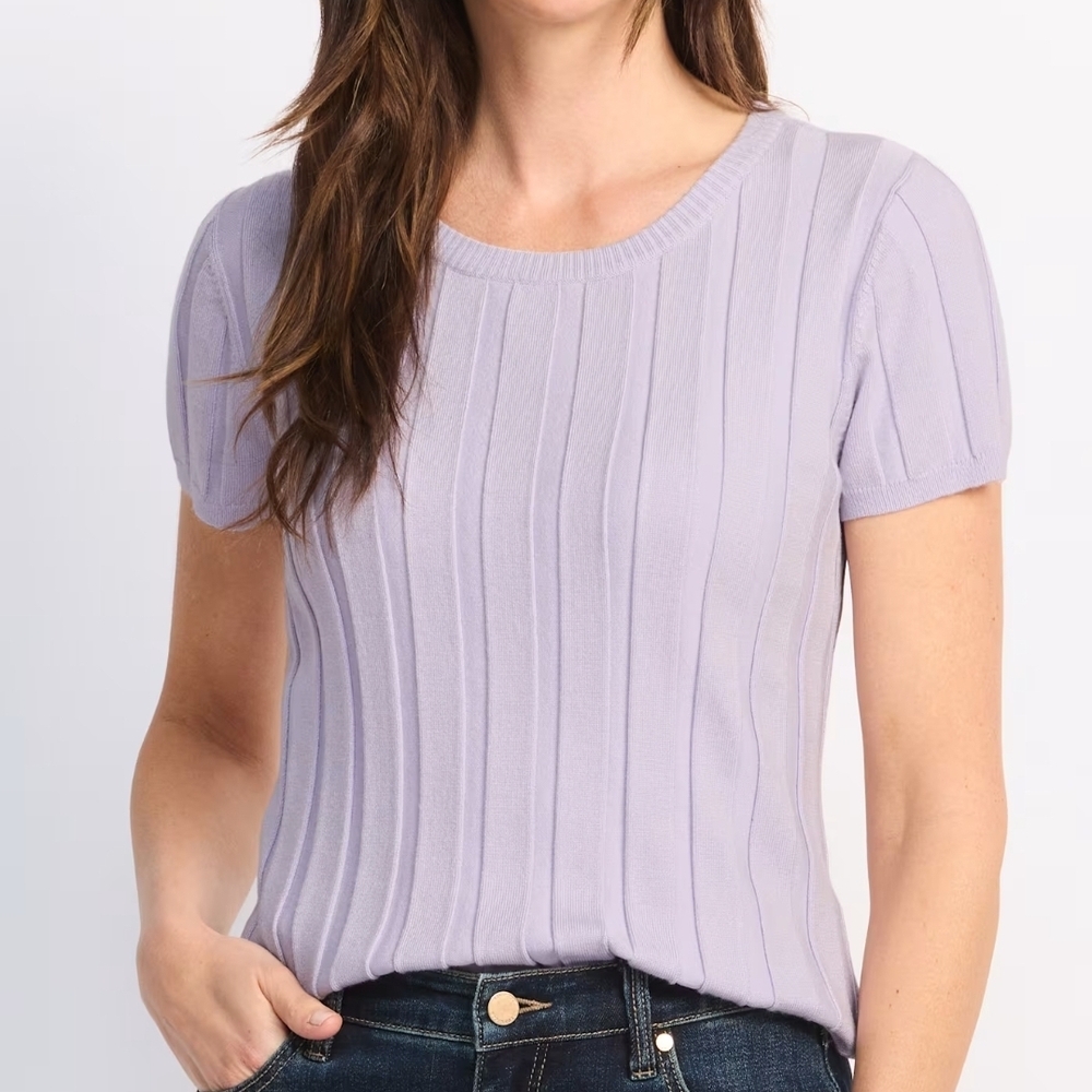 Lilac Ribbed Short Sleeve Top